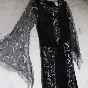 Crushed Velvet Moon Witch Costume Gown Sz S/M